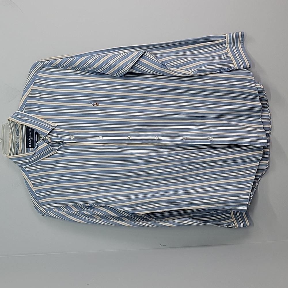 Ralph Lauren Blue & yellow striped men's button down shirt